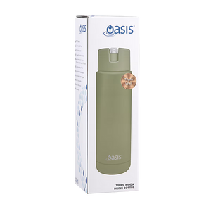 Oasis - 8867 MODA 700Ml Ceramic tripple wall insulated Bottle w Straw - Bolive Green