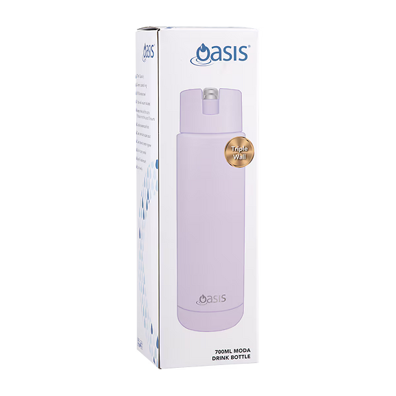 Oasis - 8867 MODA 700Ml Ceramic tripple wall insulated Bottle w Straw - Orchid