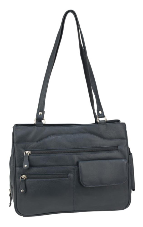 Franco Bonini - 9920 Leather Multi Pocket Bag - Navy