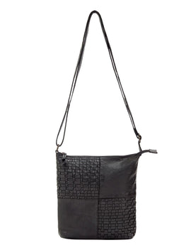 Saddle & Sash - A0001 Kalgoorlie Leather sidebag Woven - Black