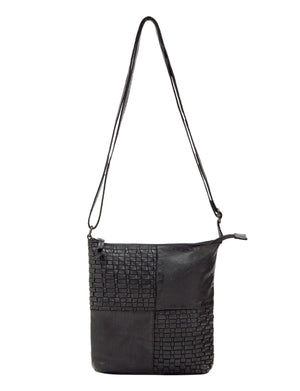 Saddle & Sash - A0001 Kalgoorlie Leather Sidebag Woven - Black