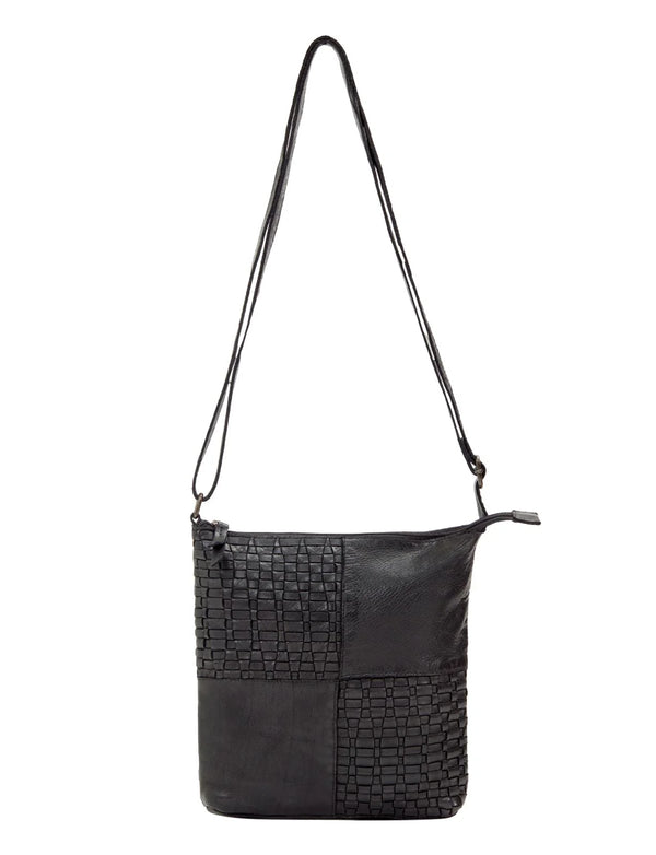 Saddle & Sash - A0001 Kalgoorlie Leather Sidebag Woven - Black
