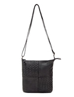 Saddle & Sash - A0001 Kalgoorlie Leather sidebag Woven - Black