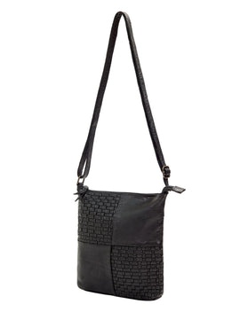 Saddle & Sash - A0001 Kalgoorlie Leather sidebag Woven - Black - 0