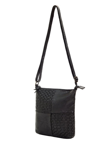 Saddle & Sash - A0001 Kalgoorlie Leather sidebag Woven - Black - 0