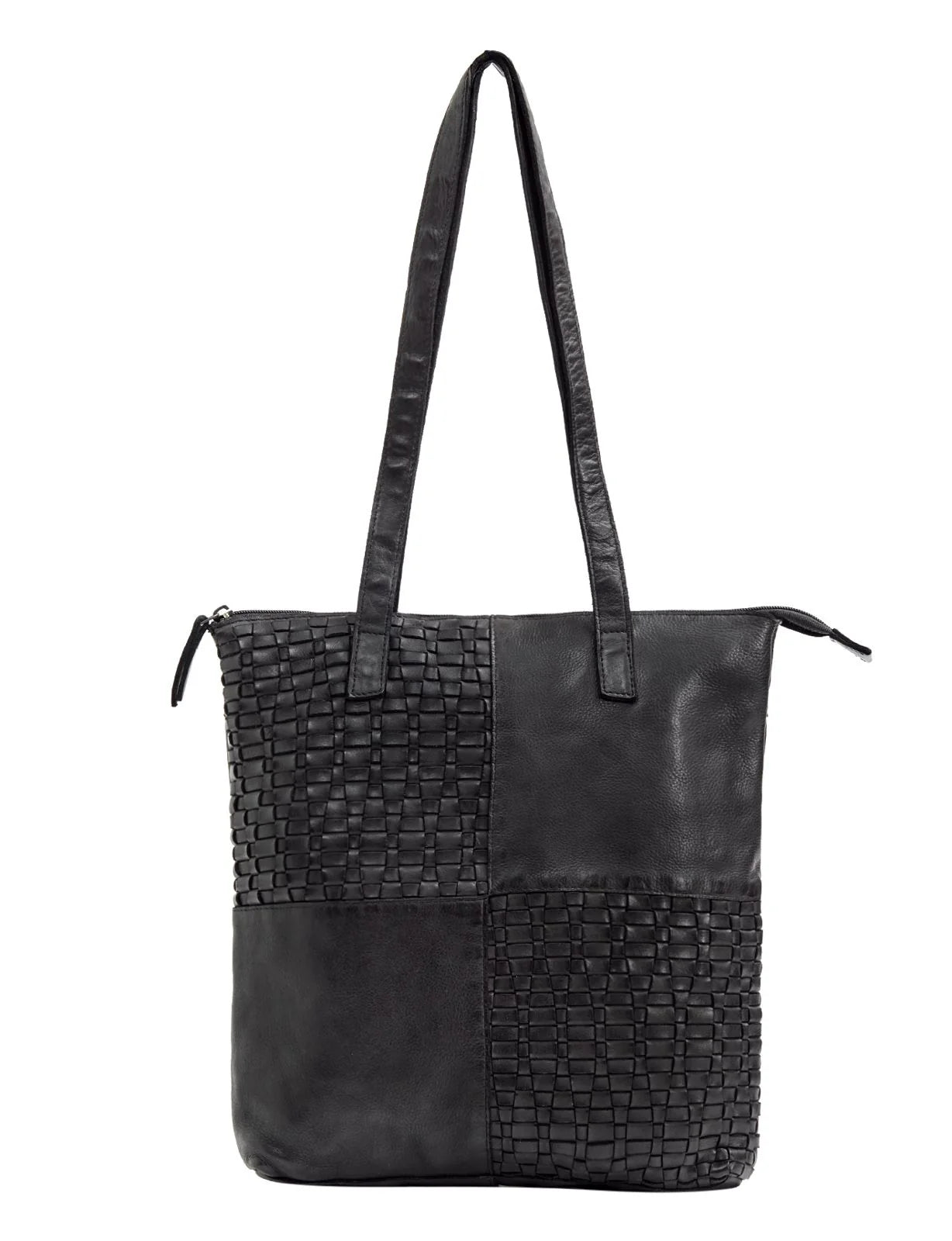 Saddle & Sash - A0002 Longreach Panelled Leather Tote - Black