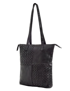 Saddle & Sash - A0002 Longreach Panelled Leather Tote - Black - 0
