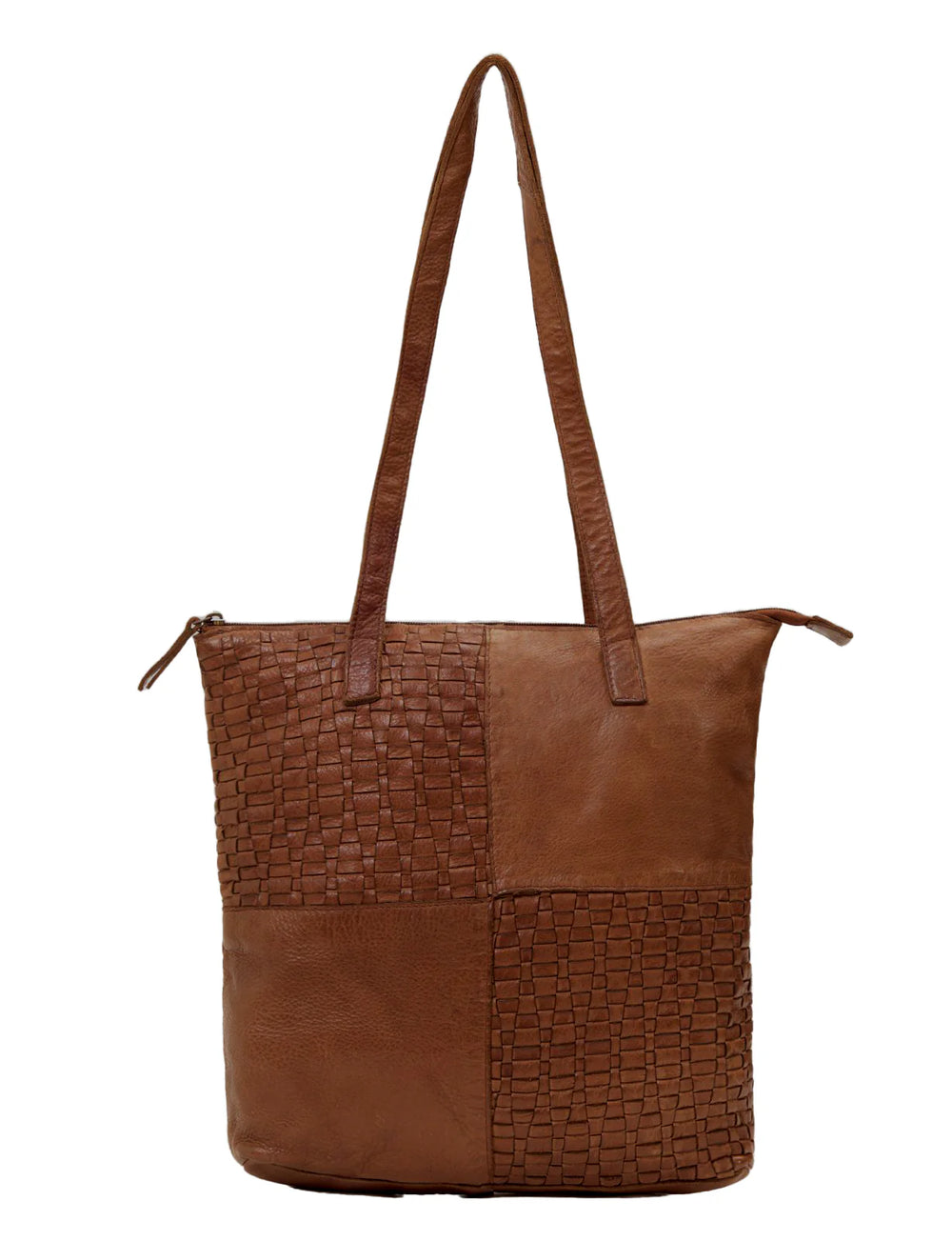Saddle & Sash - A0002 Longreach Panelled Leather Tote - Cognac