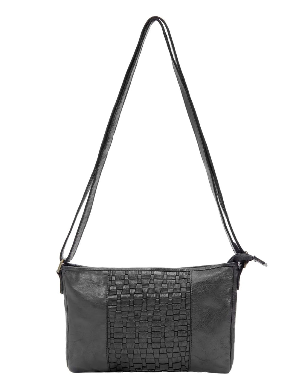 Saddle & Sash - A0003 Jindabyne Sm Woven Leather Handbag - Black