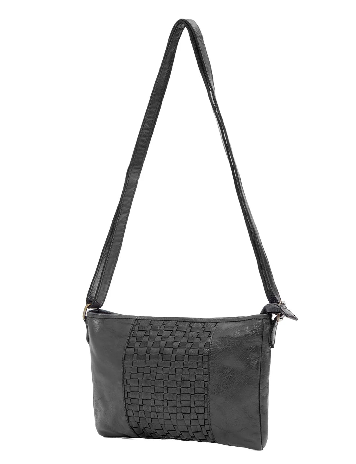 Saddle & Sash - A0003 Jindabyne Sm Woven Leather handbag - Black