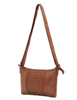 Saddle & Sash - A0003 Jindabyne Sm Woven Leather handbag - Cognac - 0