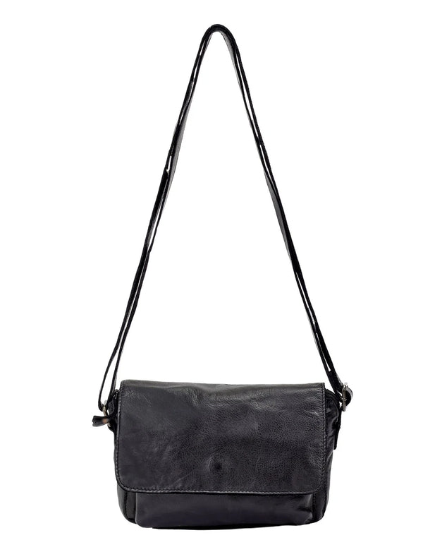 Saddle & Sash - A0004 Esperance Sm Flapover Leather Crossbody Bag - Black