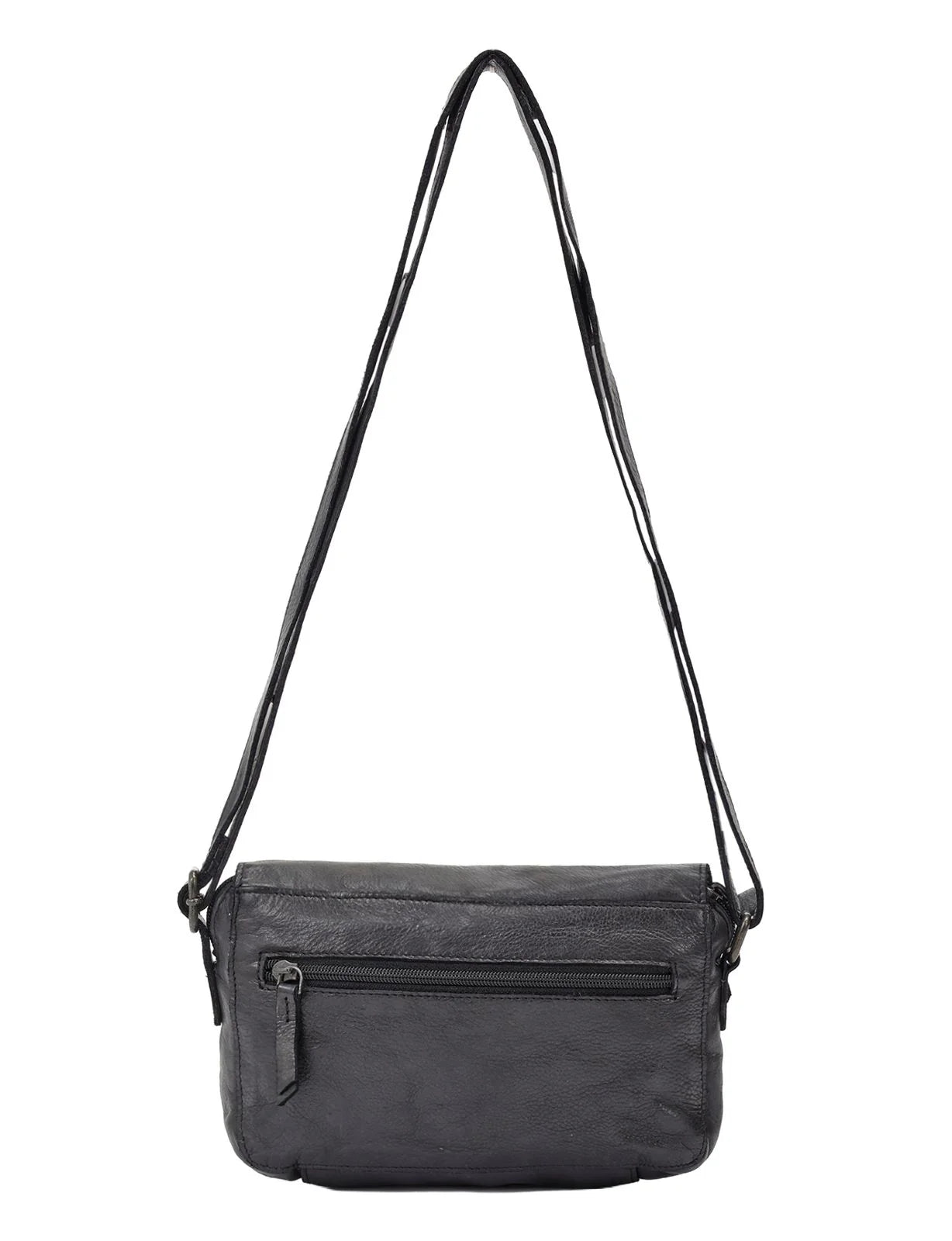 Saddle & Sash - A0004 Esperance Sm Flapover Leather crossbody bag - Black