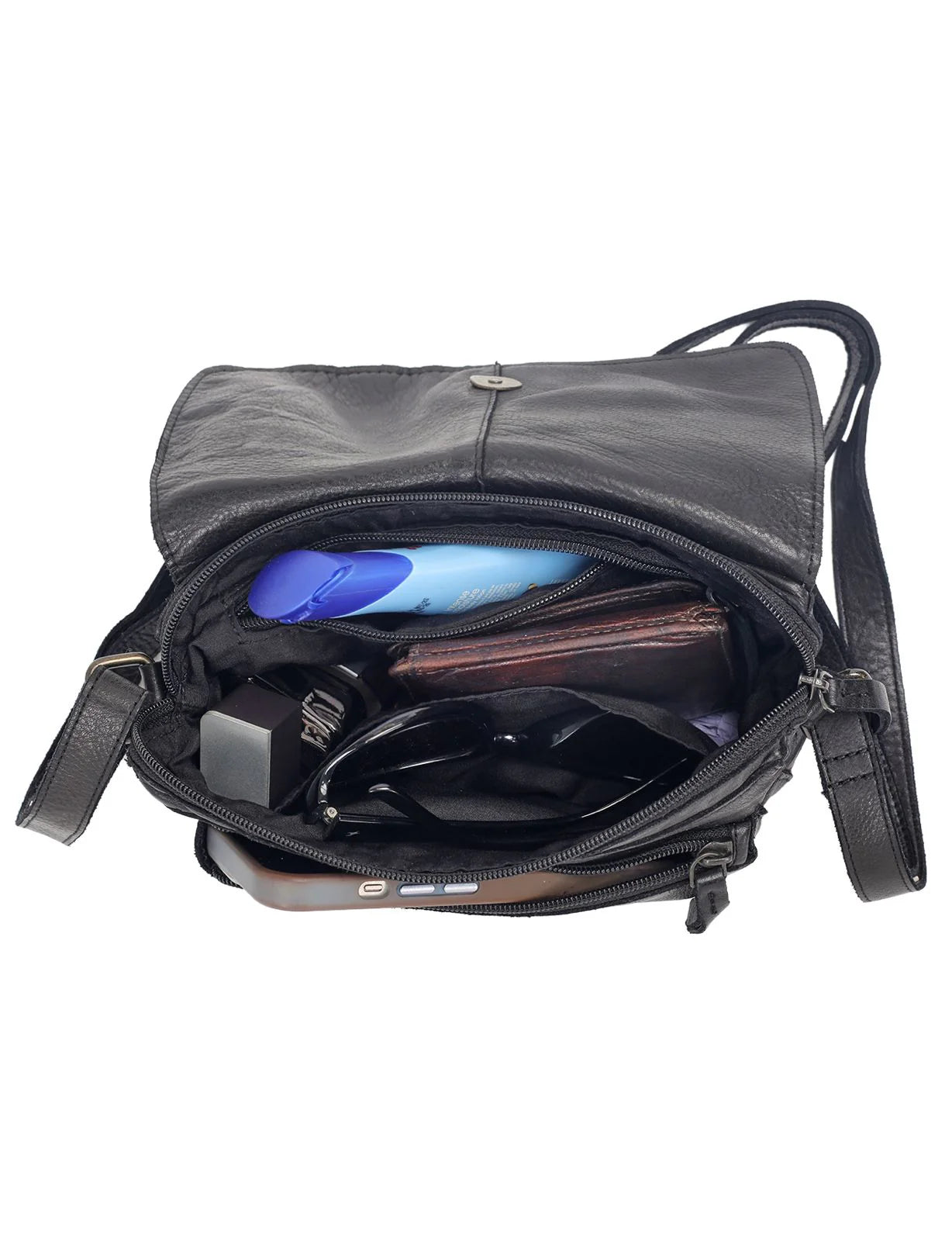 Saddle & Sash - A0004 Esperance Sm Flapover Leather crossbody bag - Black