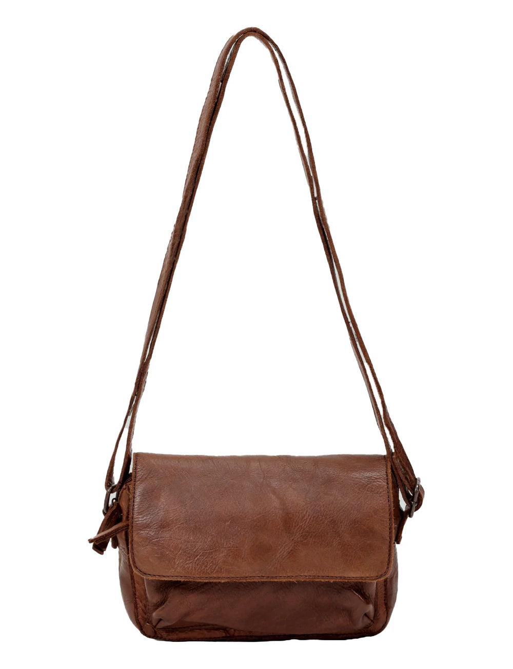 Saddle & Sash - A0004 Esperance Sm Flapover Leather Crossbody Bag - Cognac