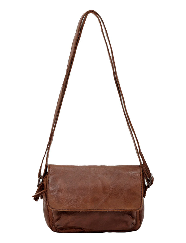 Saddle & Sash - A0004 Esperance Sm Flapover Leather Crossbody Bag - Cognac