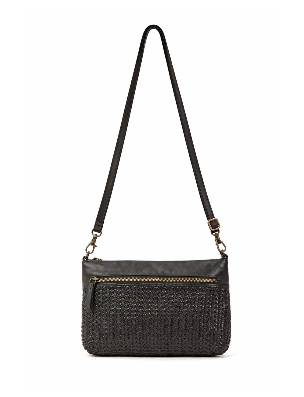Saddle & Sash - A0009 Bendigo Woven Detail Leather Cossbody - Black
