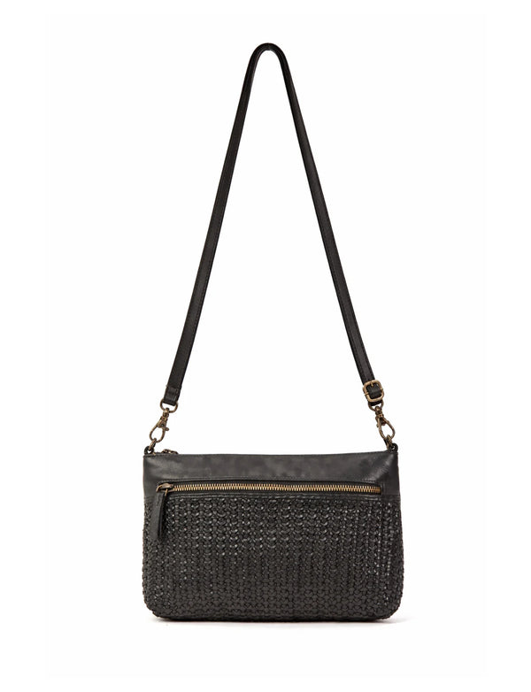 Saddle & Sash - A0009 Bendigo Woven Detail Leather Cossbody - Black