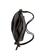 Saddle & Sash -A0009 Bendigo Woven Detail leather cossbody - Black