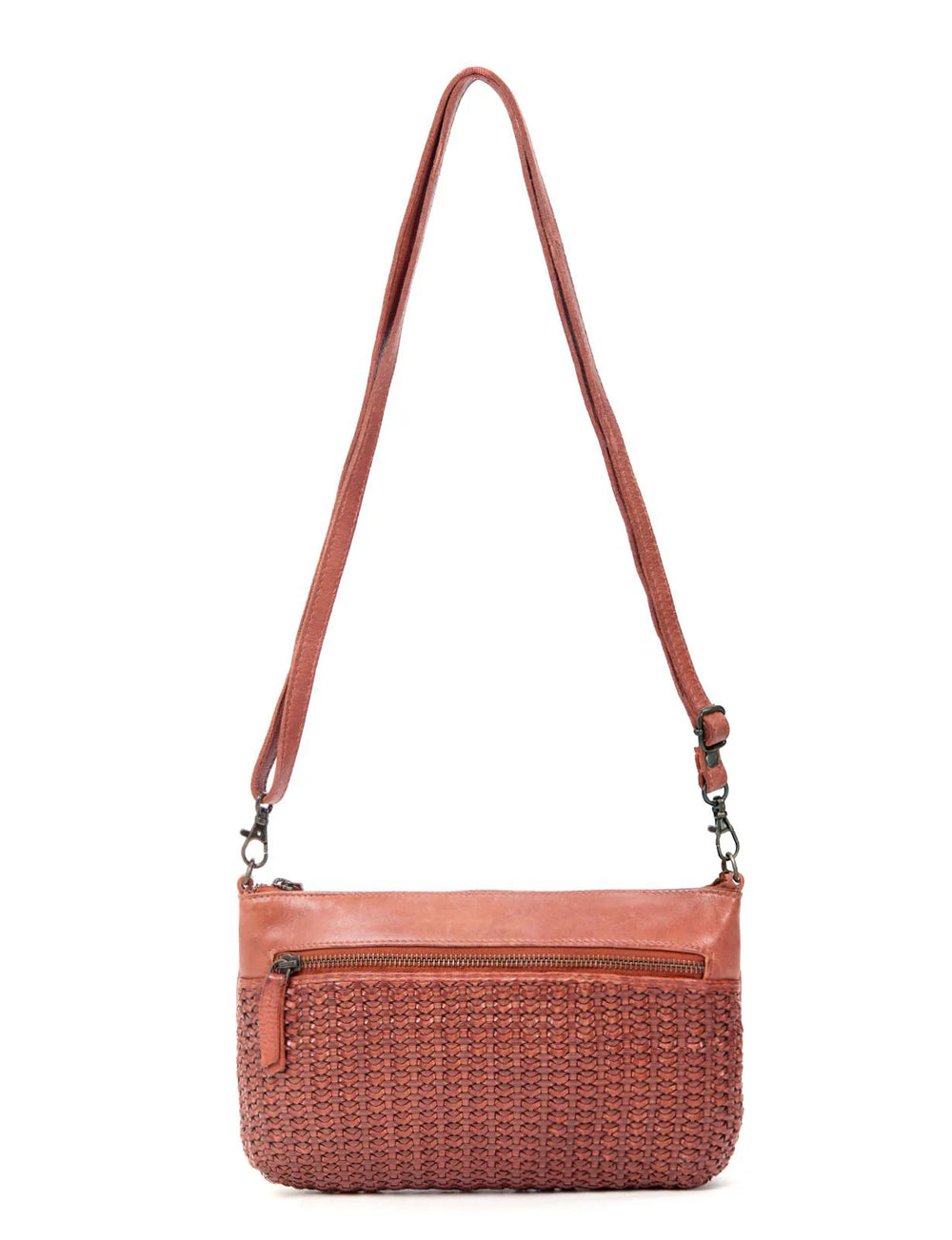 Saddle & Sash - A0009 Bendigo Woven Detail Leather Cossbody - Tan