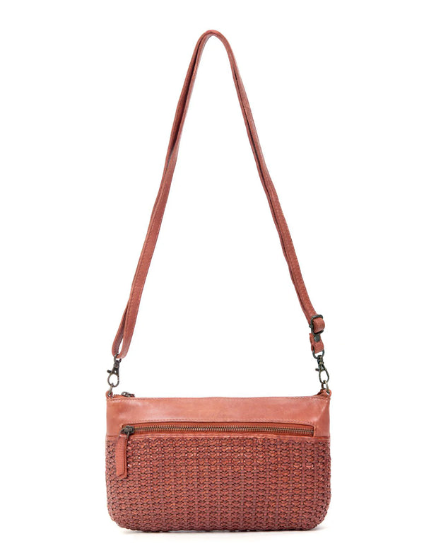 Saddle & Sash - A0009 Bendigo Woven Detail Leather Cossbody - Tan