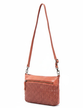 Saddle & Sash -A0009 Bendigo Woven Detail leather cossbody - Tan - 0