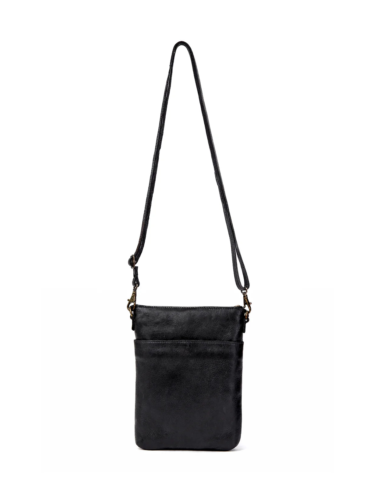 Saddle & Sash - A0016 Bathurst Leather cossbody outside woven pocket - Black