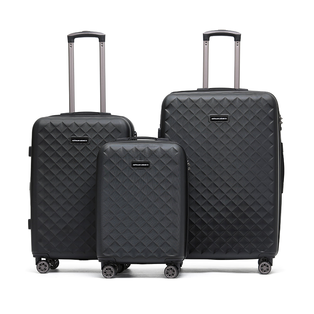 Aus Luggage - Venice Set 3 Suitcases 29-25-20 - Black - 0