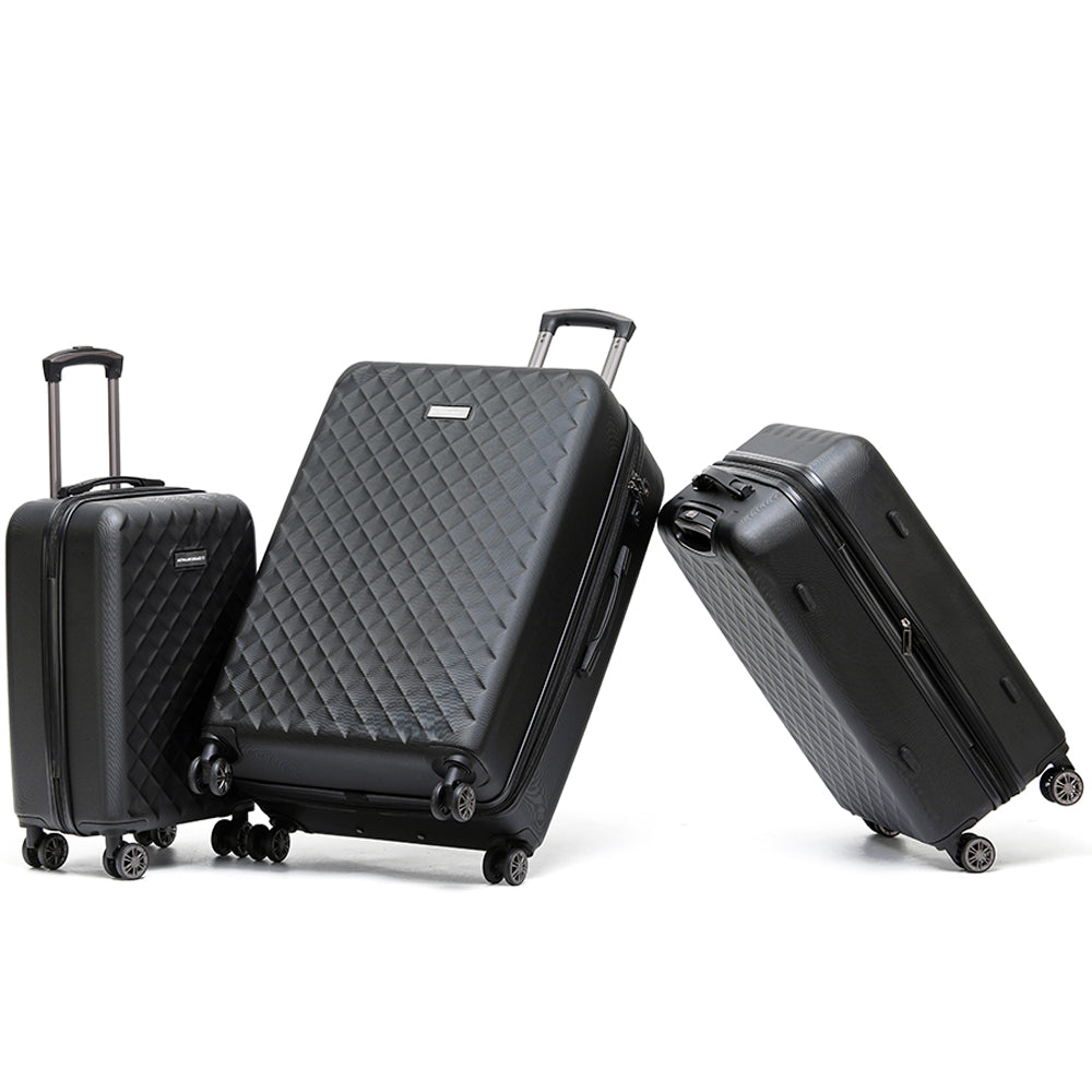 Aus Luggage - Venice Set 3 Suitcases 29-25-20 - Black