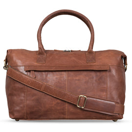 Leather Culture - 18004 Overnighter Leather duffle - Cognac - 0