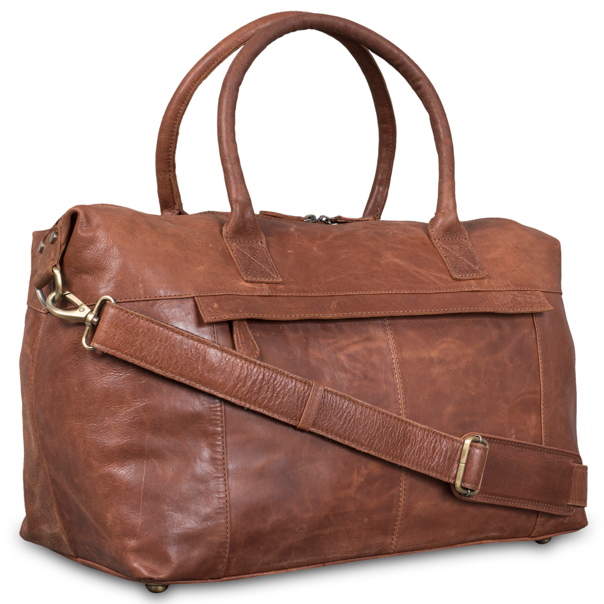 Leather Culture - 18004 Overnighter Leather duffle - Cognac