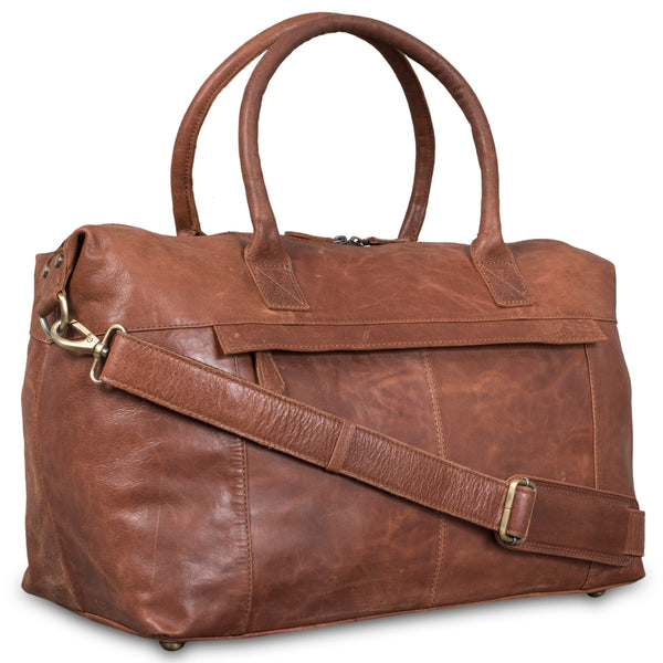 Leather Culture - 18004 Overnighter Leather Duffle - Cognac