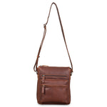 Leather Culture - 22-111 Sleek Leather front zips leather side bag - Cognag