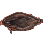 Leather Culture - 22-111 Sleek Leather front zips leather side bag - Cognag