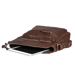 Leather Culture - 22-111 Sleek Leather Front Zips Leather Side Bag - Espresso