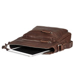 Leather Culture - 22-111 Sleek Leather front zips leather side bag - Espresso