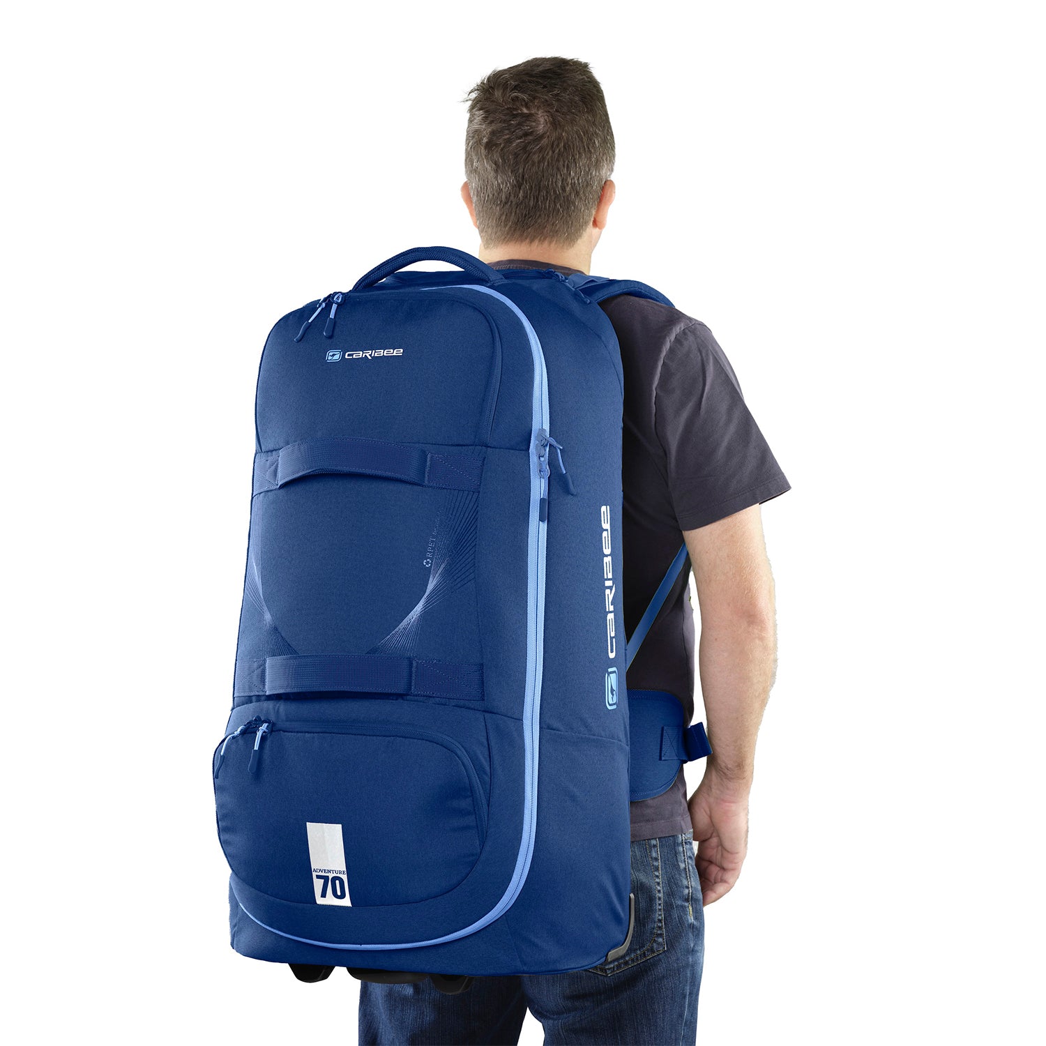 Caribee- Adventure 70L Duffle w Backpack straps - RPET Blue