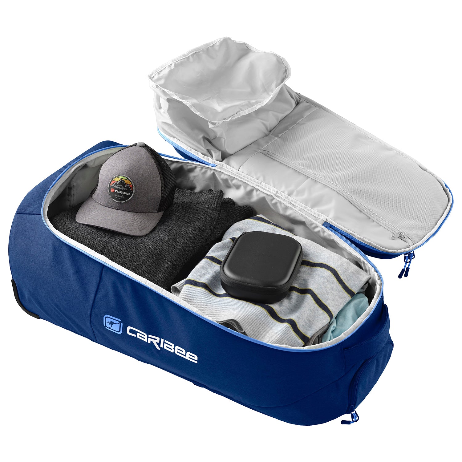 Caribee- Adventure 70L Duffle w Backpack straps - RPET Blue