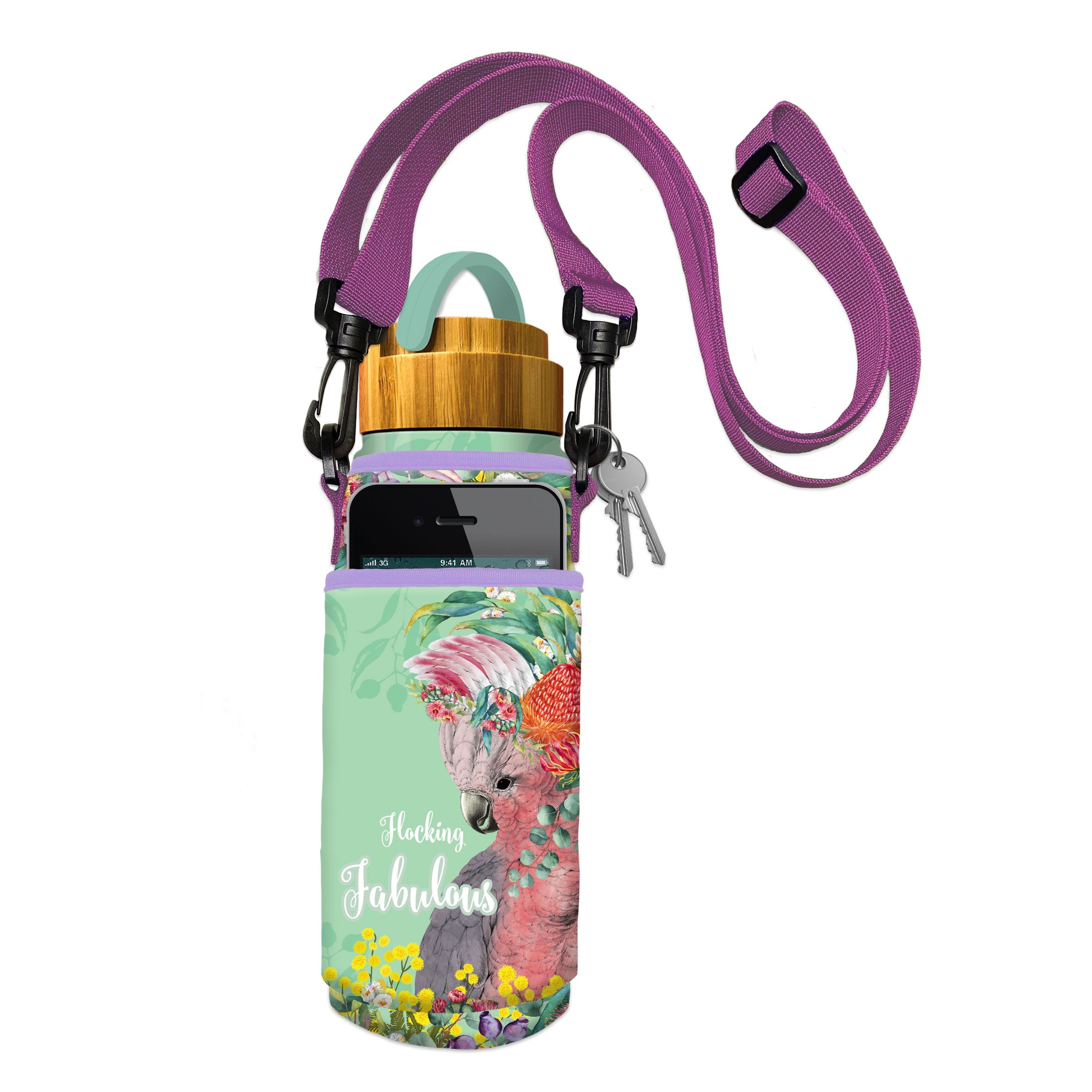 Neoprene Bottle/Phone Carrier - Flocking Fabulous