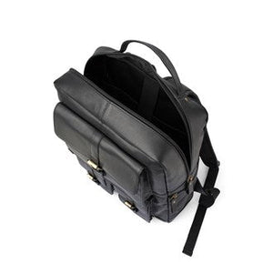 B. - BP016 Square Leather Backpack - Black