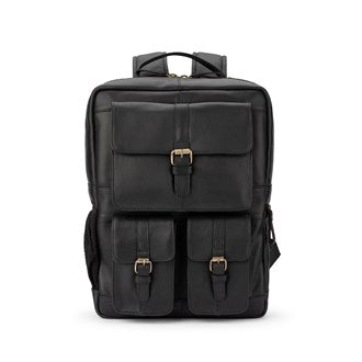 b. - BP016 Square Leather backpack - Black-1