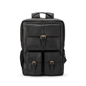 B. - BP016 Square Leather Backpack - Black