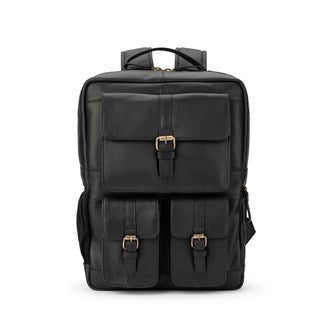 B. - BP016 Square Leather Backpack - Black