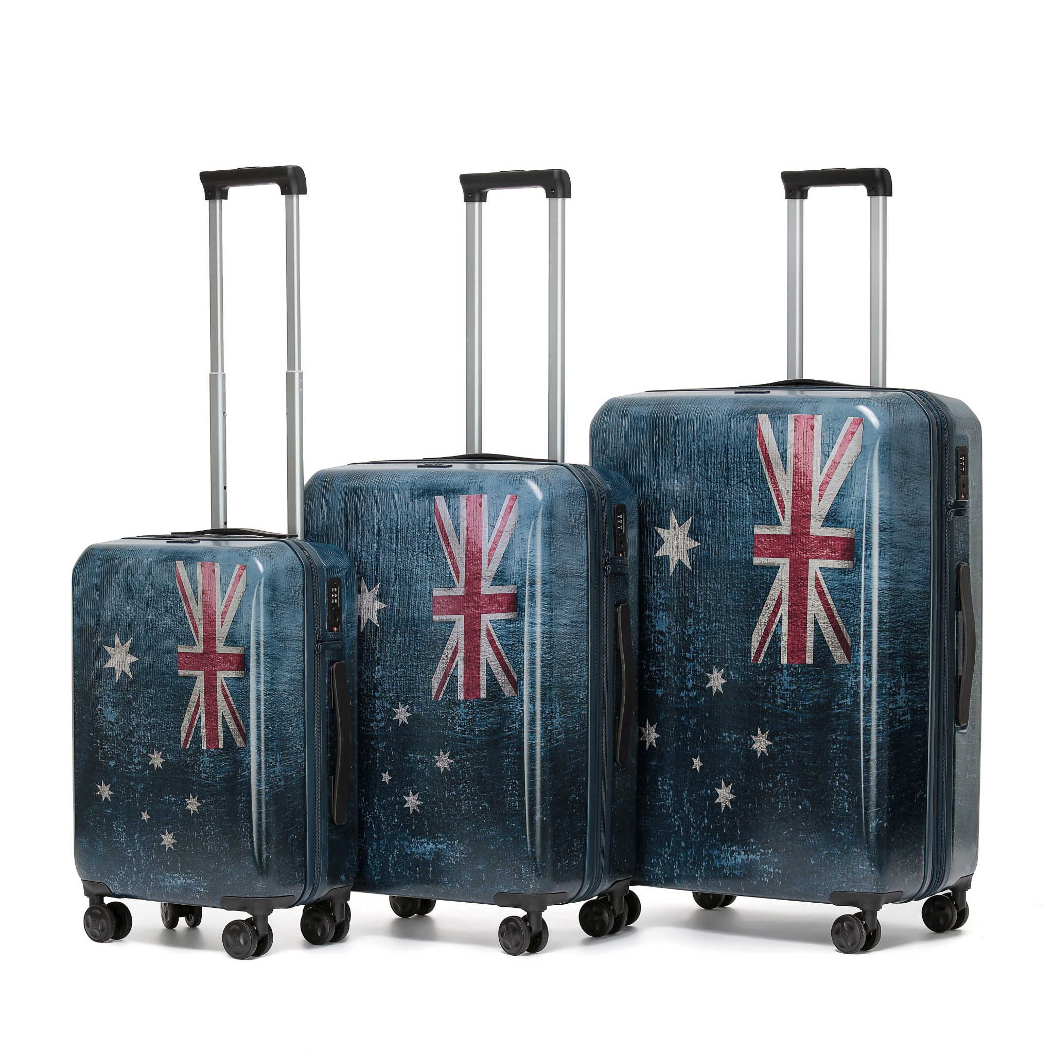 Tosca - TCA705-3 Set of 3 (L-M-S) Australia Flag Australiana Luggage Set - Navy