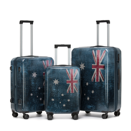 Tosca - TCA705-3 Set of 3 (L-M-S) Australia Flag Australiana Luggage Set - Navy - 0