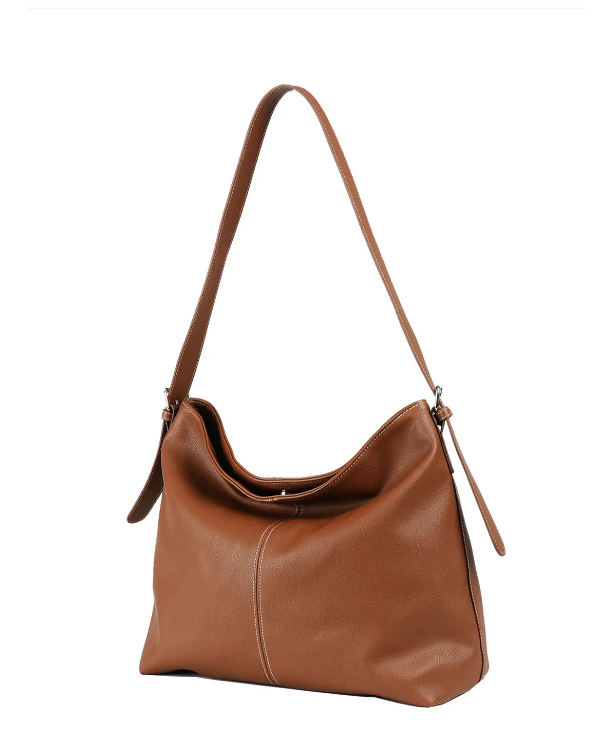 Verona - VTB-0015 2 Strap leather tote zip top - Tan