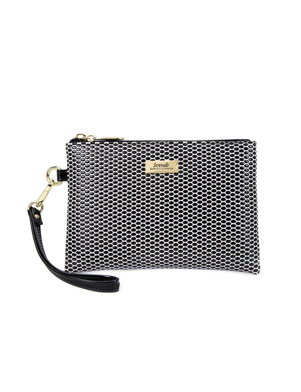 Miss Serenade CP02-1006 Cosmopolitan Flat Wrist Bag - Black/White