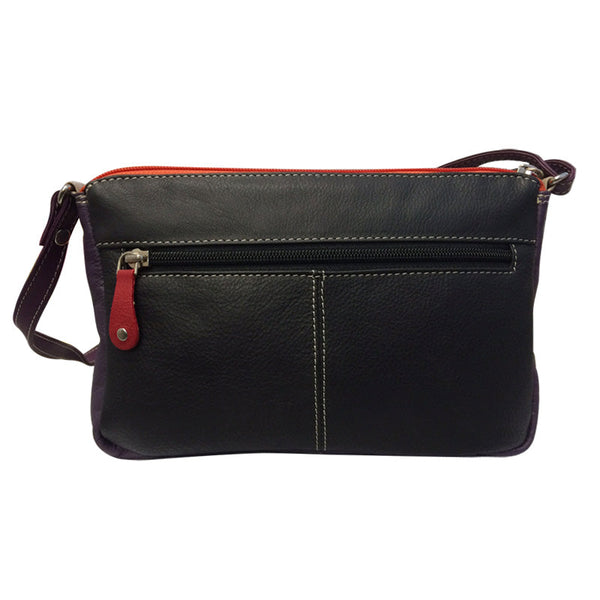 Franco Bonini 12-221 Small 3zip Leather Handbag - Orange Multi