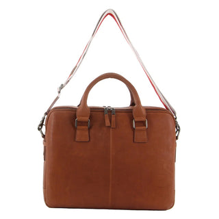 GAP - 15 Leather 2 handle briefcase w Strap - Tan