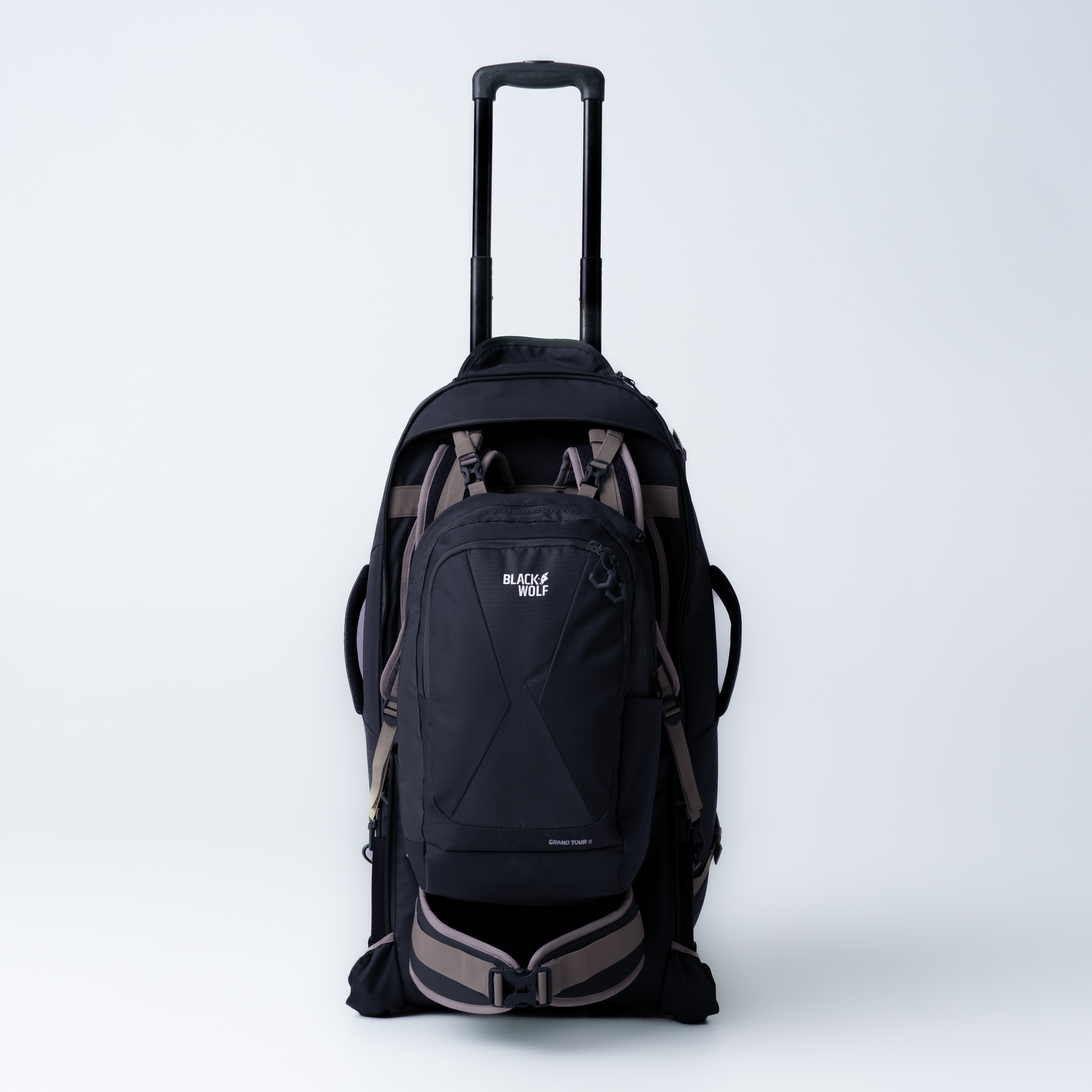 Black Wolf - 65L (+20L) Grand Tour II wheel bag with backpack straps - Deep Well